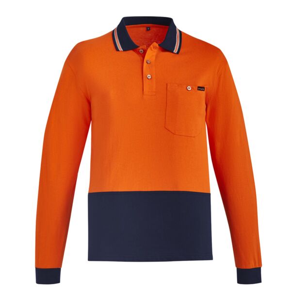Mens Hi Vis Cotton Long Sleeve Polo Thumbnail